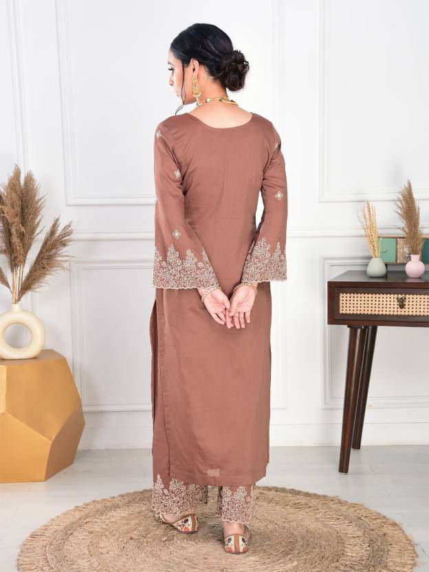 Women Chanderi Kurta Plazzo Dupatta Set