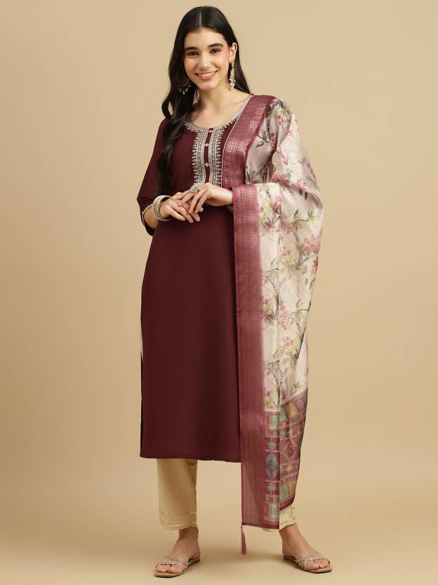 Women Cotton Kurta Pant Dupatta Set